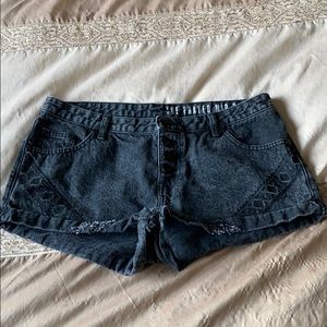 Black jean shorts